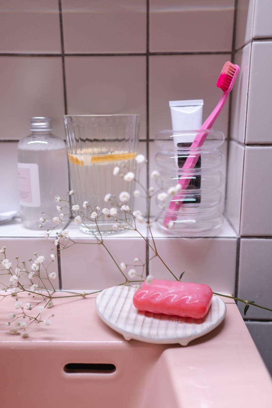 hygiene items in bathroom